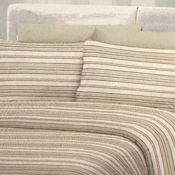 Duvet Cover Set 6 pc Set Natural Wheat and Burgundy Stripes - Picture 3 of 10